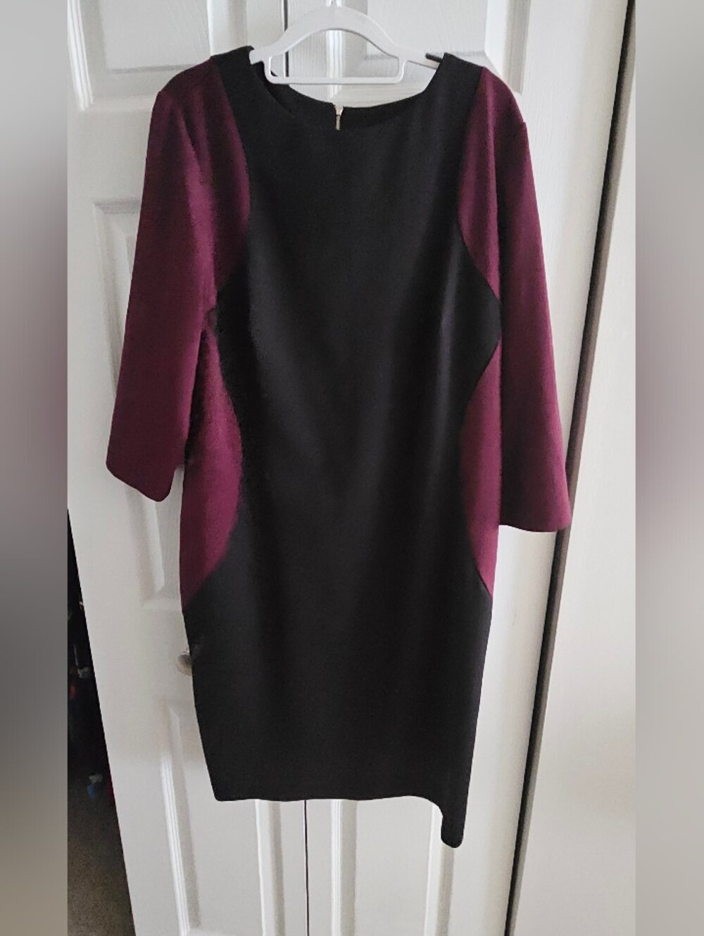 Lane Bryant Black and Burgundy Panel Sheath Dress